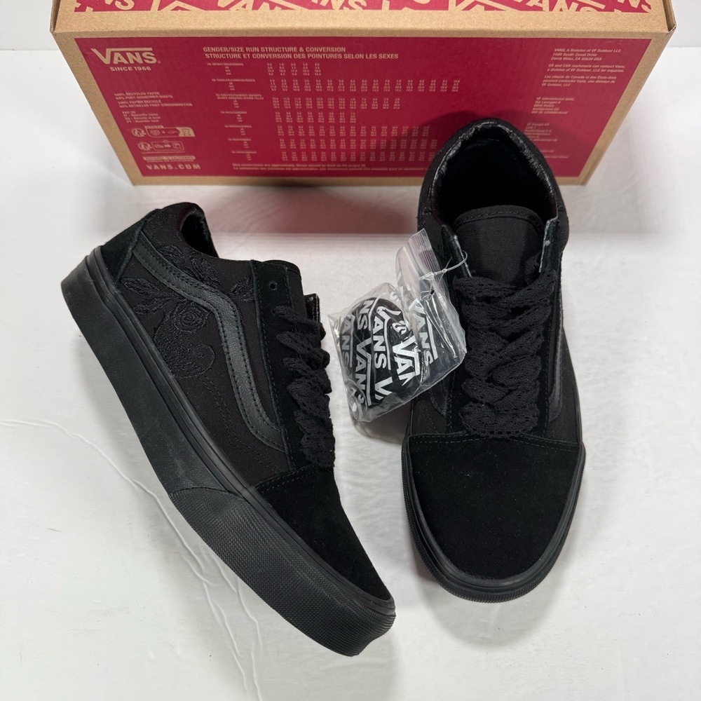 Vans Old Skool Embroidery In The Shadows Black Sneakers Women Size 7.5